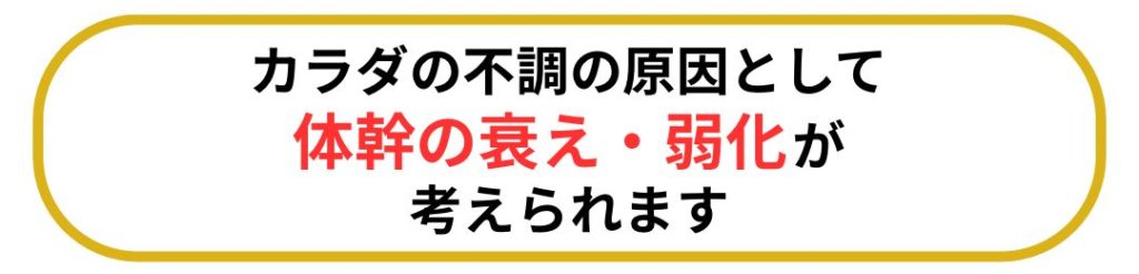 カラダの不調の原因として体幹の衰え・弱化が考えられます